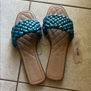 NWT Joe Fresh Blue and Tan Braided Sandals